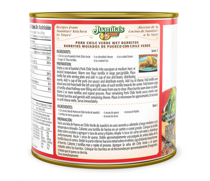 Juanita's Pork Chile Verde 25 Oz Can Authentic Green Chile Pork Stew Ready Meal