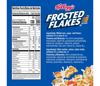 Kellogg's Frosted Flakes Original Cereal Mega Size 30.6 oz Fat Free