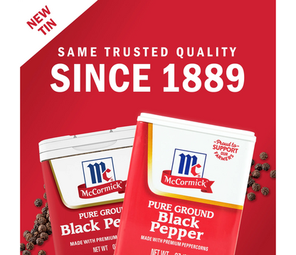 McCormick Pure Ground Black Pepper 6 oz Can Spice Seasoning
