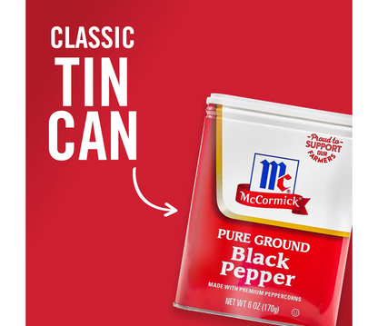 McCormick Pure Ground Black Pepper 6 oz Can Spice Seasoning