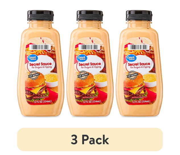 3 Pack Great Value Secret Sauce 12 oz Burger Dipping Sauce Squeeze Bottles