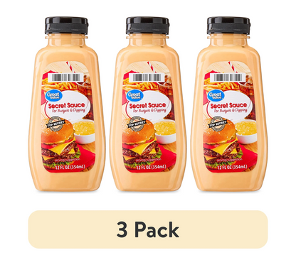 3 Pack Great Value Secret Sauce 12 oz Burger Dipping Sauce Squeeze Bottles