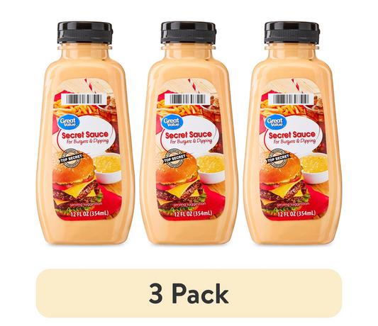 3 Pack Great Value Secret Sauce 12 oz Burger Dipping Sauce Squeeze Bottles