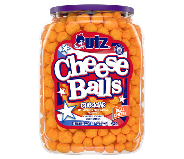 Utz Cheese Balls 23 oz Barrel Crunchy Cheesy Snack Party Size