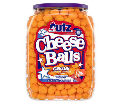 Utz Cheese Balls 23 oz Barrel Crunchy Cheesy Snack Party Size