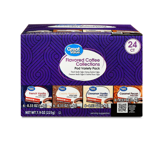 Great Value Flavored Medium Roast Coffee Pods Variety Pack 24 Count