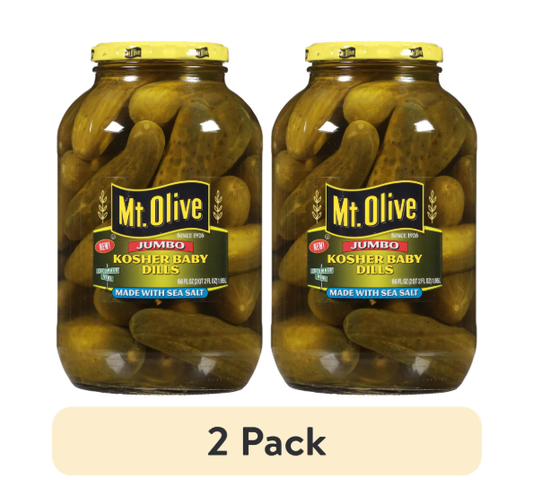 2 Pack Mt. Olive Kosher Baby Dill Jumbo Pickles 66 fl oz Each Value Pack